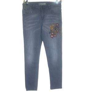 Zara Floral Embroidery Size 6 Gray Skinny Jean
